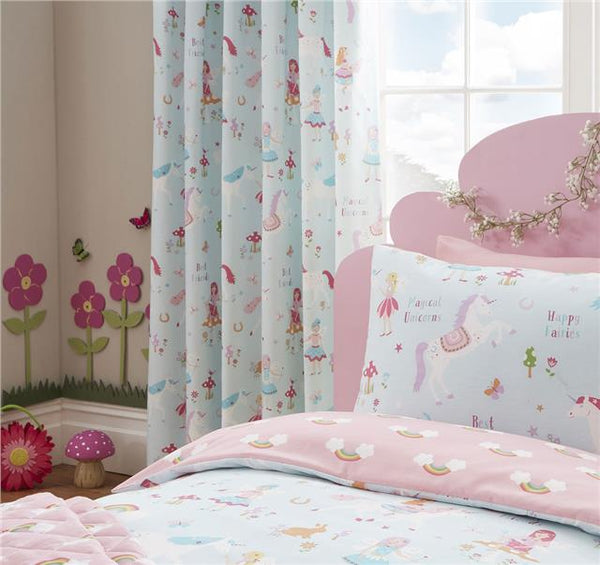 LINED CURTAINS PENCIL PLEAT Unicorns Fairies Rainbows
