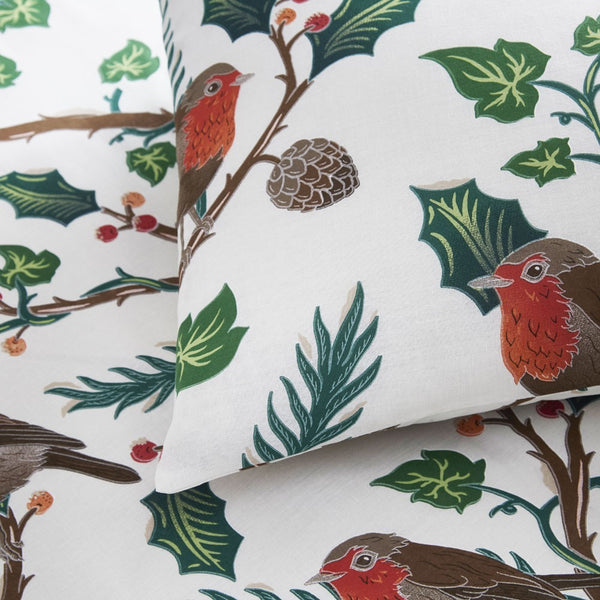 Christmas Duvet Set Red Robins Holly Traditional Festive Xmas Bedding