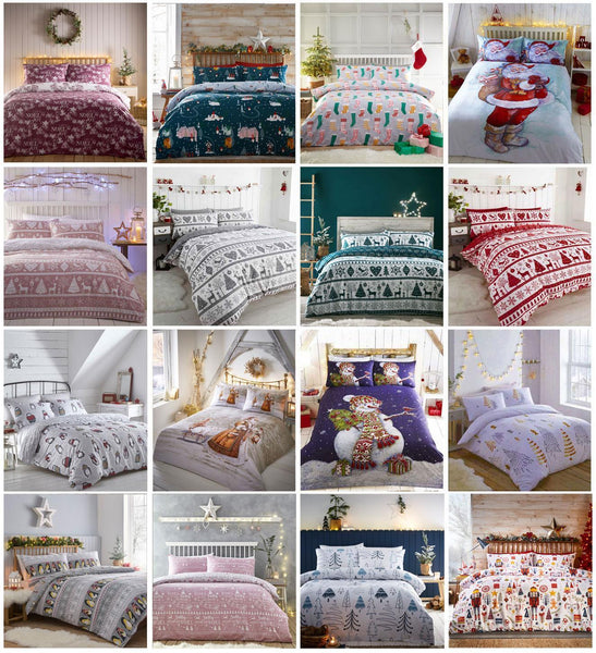 Christmas Stocking Socks Duvet Cover Set New Xmas Eve Grey Festive Bedding