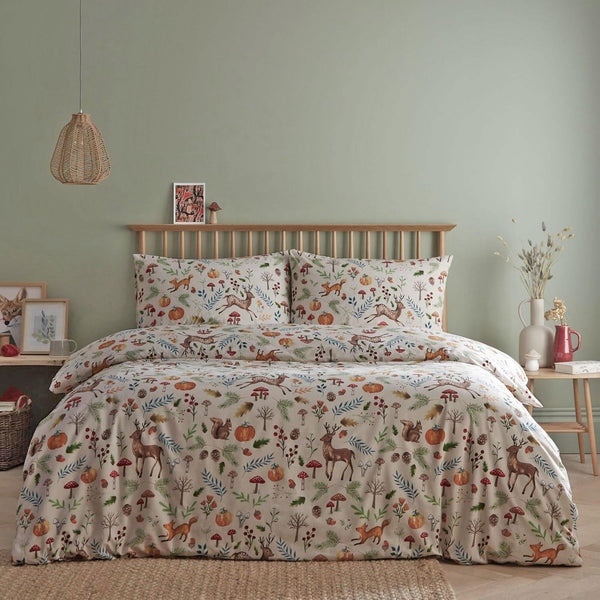 Gingham bedding duvet set cottage check quilt cover light brown or green