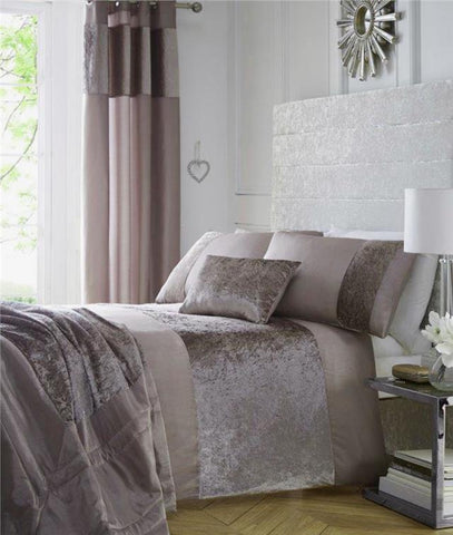 SINGLE Duvet cover set mink soft velvet style panel luxury bedding CLEARANCE
