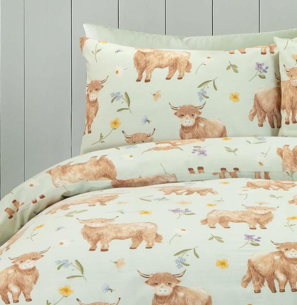 Gingham bedding duvet set cottage check quilt cover light brown or green