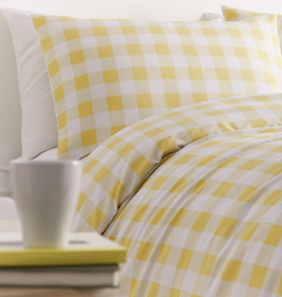 Gingham duvet cover sets new check bedding sunshine yellow baby pink light blue