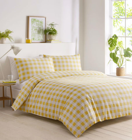 Duvet sets gingham check soft pastel colours bedding quilt cover pillow cases