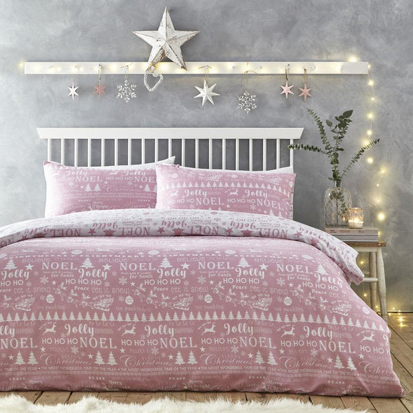 Christmas Duvet Set Xmas Bedding Soft Pink White New Quilt Cover Pillow Cases