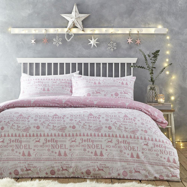 Christmas Duvet Set Xmas Bedding Soft Pink White New Quilt Cover Pillow Cases