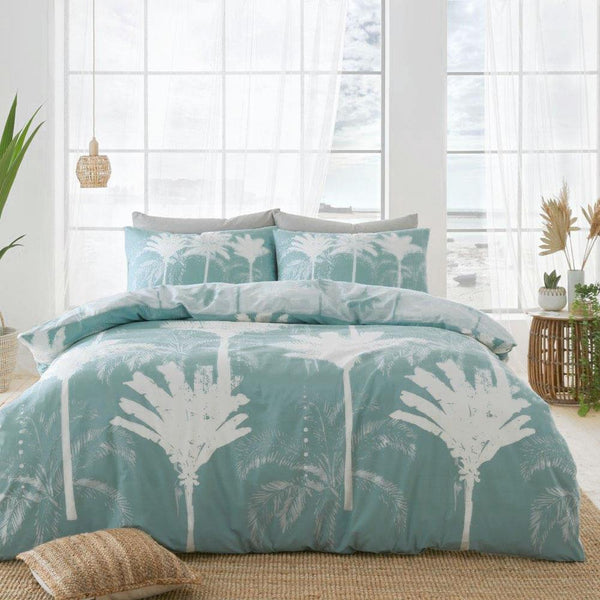 Duvet set palm tree fan leaves tropical exotic quilt cover pillow cases bedding