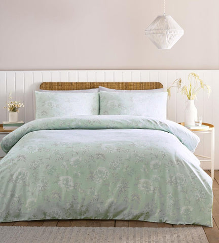 New Duvet set cottage flowers duck egg green quilt cover pillow cases bedding