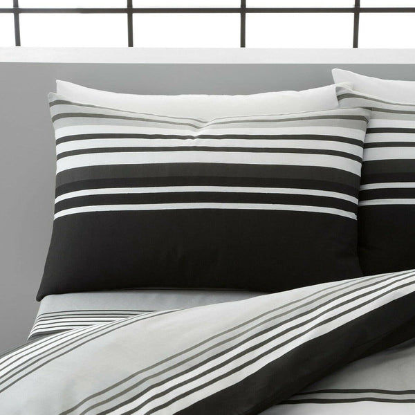 Duvet Set Bedding Stripe Quilt Cover Pillow Cases Black White Grey Modern Design