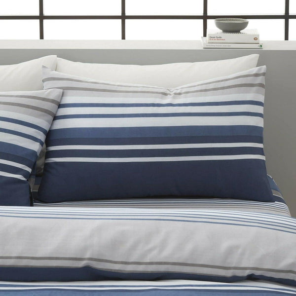 Duvet Set Stripe Navy Blue Grey Quilt Cover Pillow Cases New Bedding