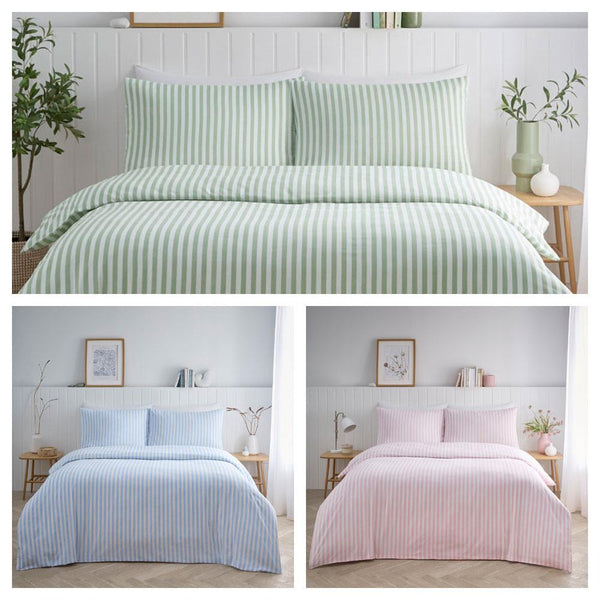 Bedding Duvet Set Classic Stripe Pastel Colours Quilt Cover Pillow Cases
