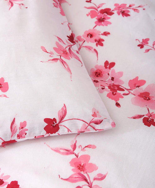 Duvet cover bed set bedding pink spring blossom flowers printed design