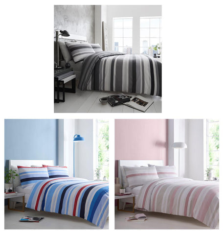 New duvet sets striped quilt cover pillow cases modern bedding pink blue grey