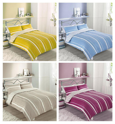 New duvet set quilt cover pillow cases stripe discount bargain bedding