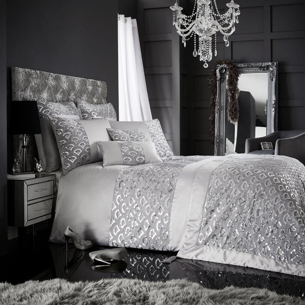 Duvet cover sets luxury style matt satin finish sequin bedding