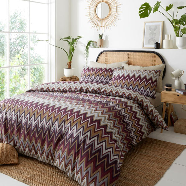 Duvet set quilt cover pillow cases new bedding retro zig zag design