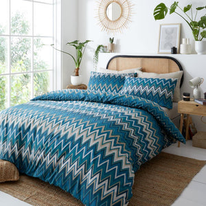 Duvet set quilt cover pillow cases new bedding retro zig zag design