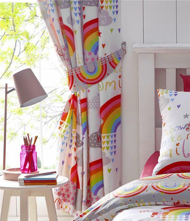 Girls duvet cover sets rainbows bright bedding curtains available Homemaker Bedding