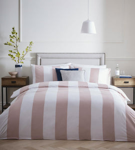 Duvet cover set blush pink nude stripe pure cotton quality luxury bedding