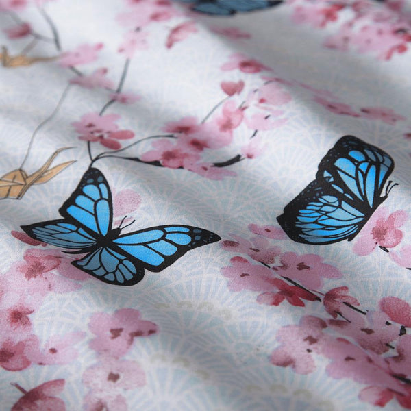Duvet sets duck egg blue pink blossom flowers quilt cover butterfly bedding