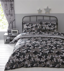 Army camo single duvet set boys Bedding grey khaki quilt cover bed set