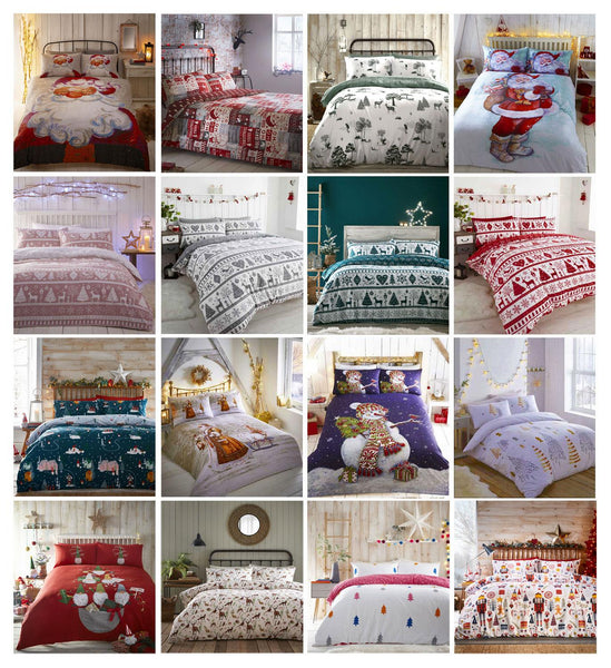 Christmas bedding duvet cover set nutcracker Xmas tree present festive quilt