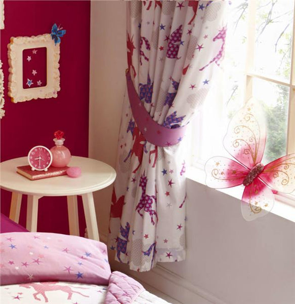 UNICORN CURTAINS PAIR OF PENCIL PLEAT TAPE TOP LINED CURTAINS