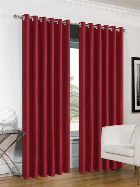 Red curtains eyelet ring top faux silk 54" or 72" drop CLEARANCE