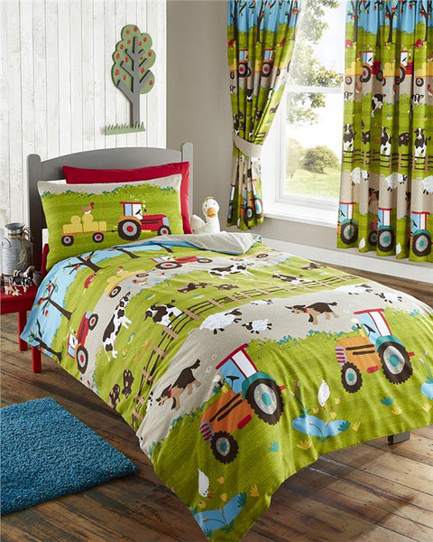 Childrens quilt cover sets farm animals & red tractor bed sets old macdonald bedding