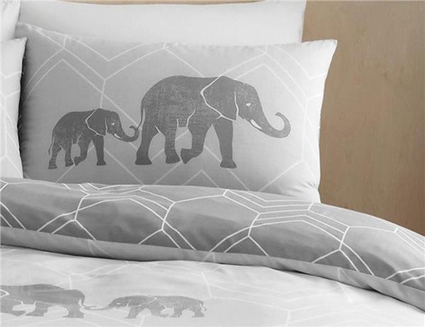 Grey Duvet Set Elephant Geometric Bedding Quilt Cover Bed Set