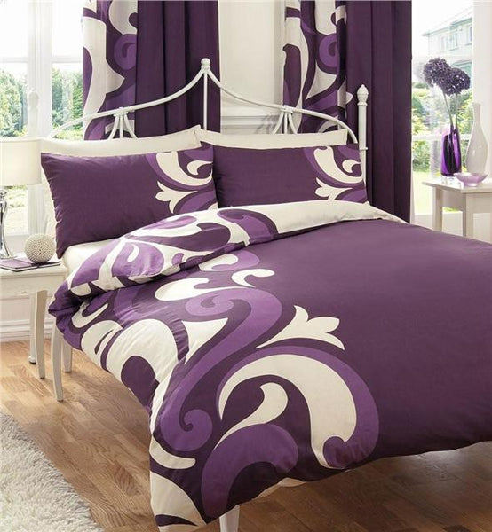 Duvet Set Purple Berry Cream Abstract Quilt Cover Pillow Cases Bedding