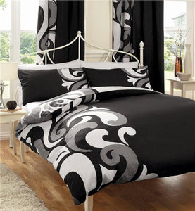 KING SIZE duvet cover bed set black & grey funky print quilt cover bedding set