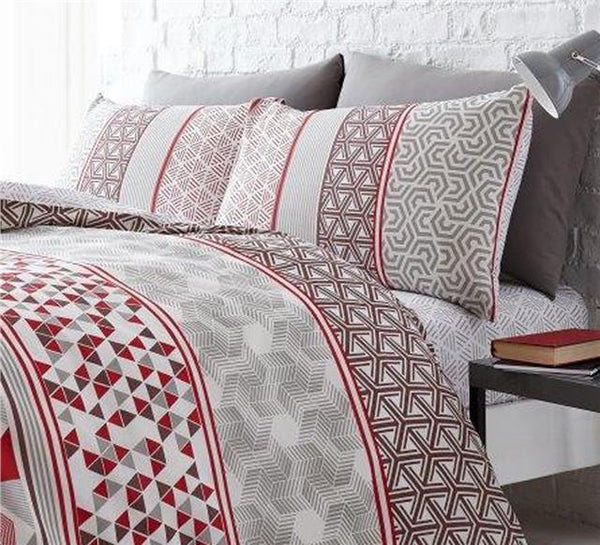 Duvet set red natural geometric bedding quilt cover pillow cases bed set