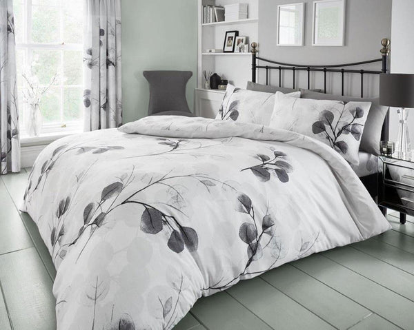 Grey Duvet Set Quilt Cover Pillow Cases Bedding Double or King Size Bed