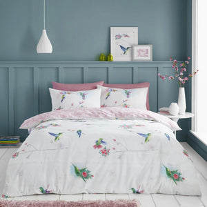 Duvet set pink flower humming bird bedding pretty quilt cover pillow cases