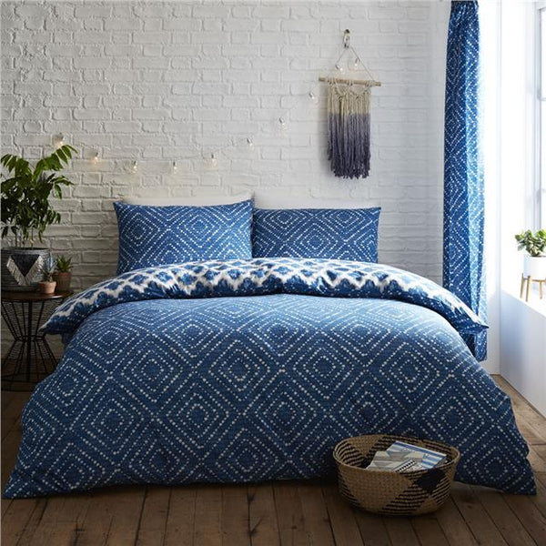 Duvet set geometric blue white aztec diamond moroccan quilt cover bedding