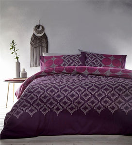 Moroccan duvet set plum purple & pink mosaic print quilt cover ethnic bedding