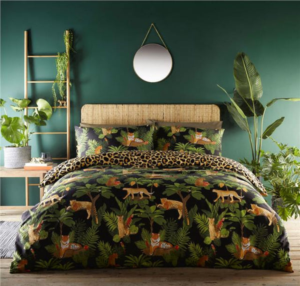 Leopard Print Duvet Set Quilt Cover Tropical Exotic Reversible Bedding