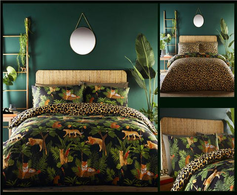 Duvet Sets Jungle Palm Leaf Quilt Cover Tiger Cheetah Leopard Print Bedding