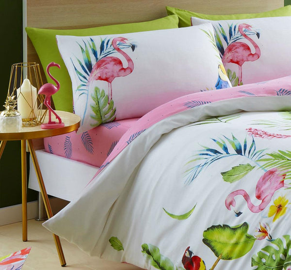 Duvet sets tropical flower palm leaf paradise flamingo bird bedding quilt cover