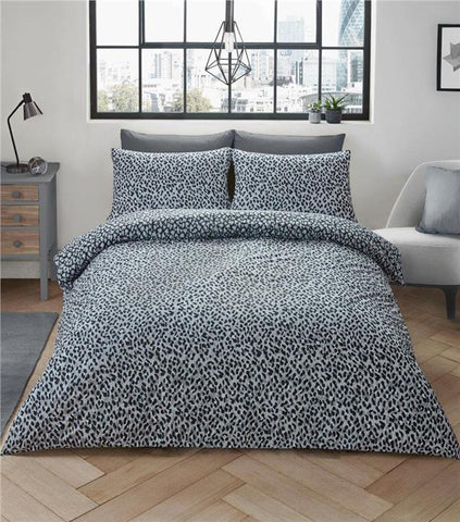 Grey leopard print duvet sets quilt cover bed set animal print bedding