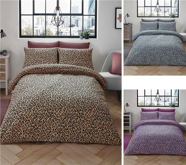 Leopard print pink duvet sets quilt cover bed set animal print bedding