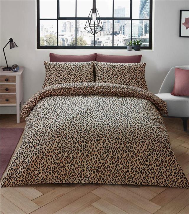 Leopard print duvet sets quilt cover bed set natural tan animal print bedding