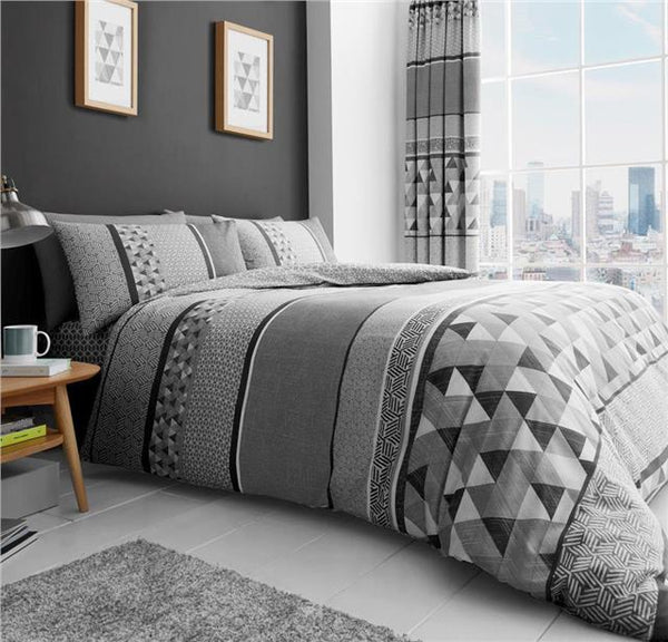 Duvet set grey geometric bedding quilt cover pillow cases bed set