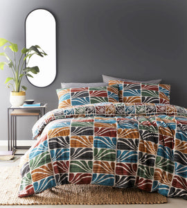 DOUBLE Duvet set multi colour retro print quilt cover bedding CLEARANCE