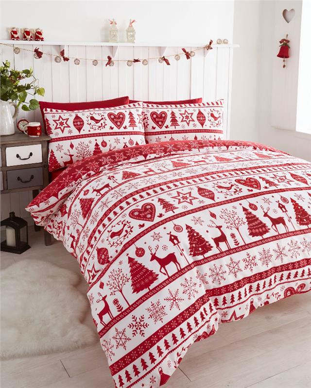 Christmas bedding duvet sets stag star snowflakes festive frieze quilt cover