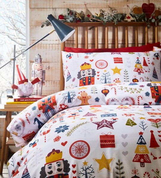 Christmas bedding duvet cover set nutcracker Xmas tree present festive quilt