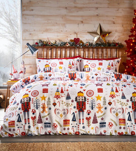 Christmas bedding duvet cover set nutcracker Xmas tree present festive quilt