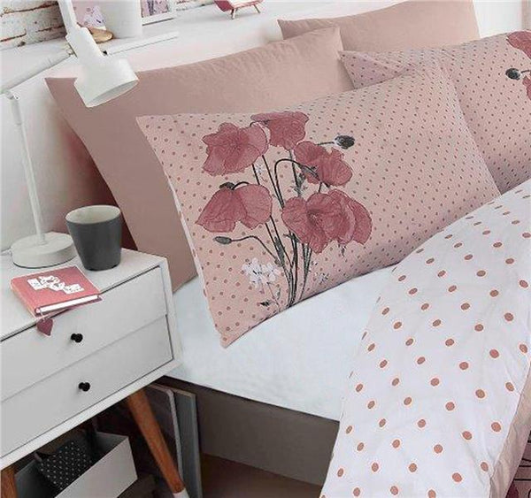 Duvet set poppy flower blush pink poppies quilt cover pillow cases bedding