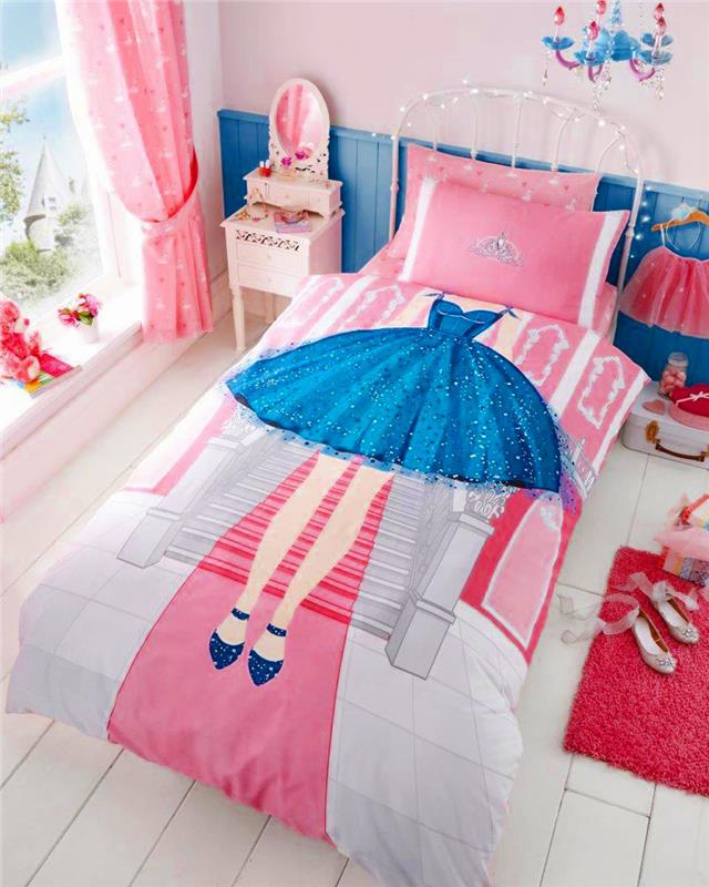 Princess tiara bedding girls pink single duvet set quilt cover & pillow case